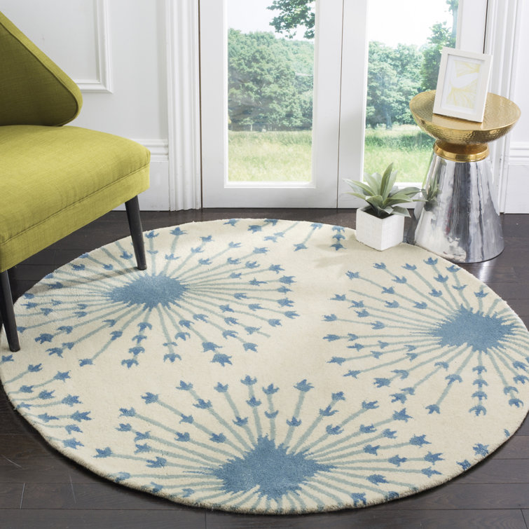 Winston Porter Mccullough handTufted Wool Beige/Blue Area Rug